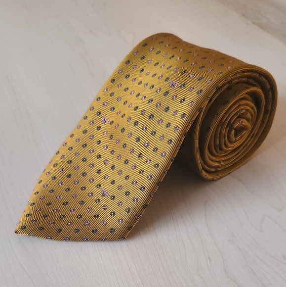 ARMANI Gold/Bronze vintage 100% silk tie - Picture 2 of 13